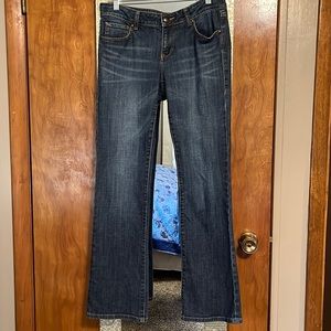 CAbi boot cut whisker jeans.